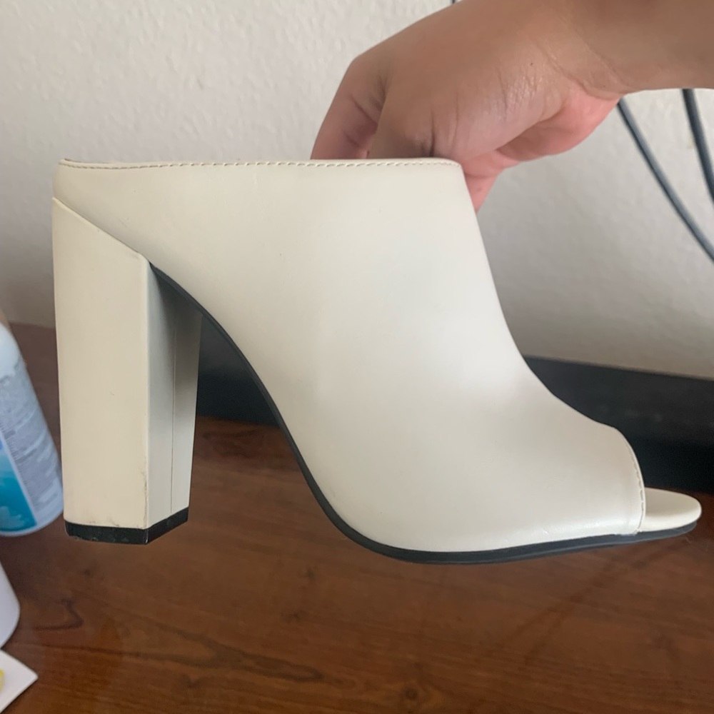 Forever 21 white high heel mules